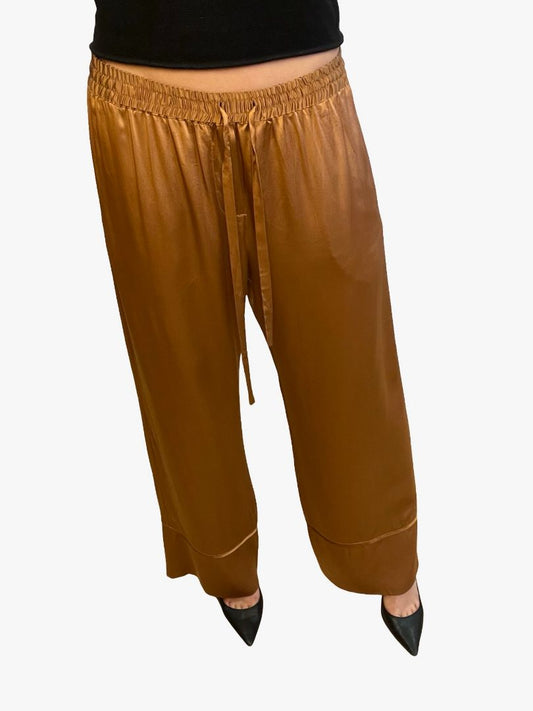 Lee Mathews Caramel Silk Lounge Pants. Size: 14