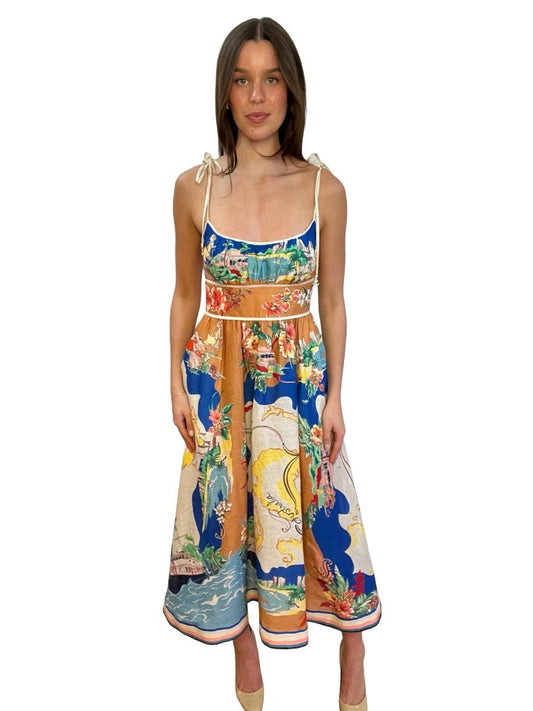 Zimmermann Multicolour 'Nautical Map Dress'. Size: 1