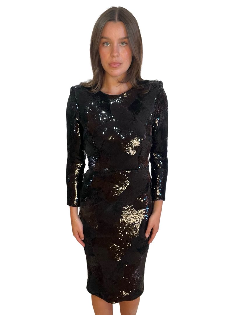 Alex Perry Black Sequin Dress. Size: 8