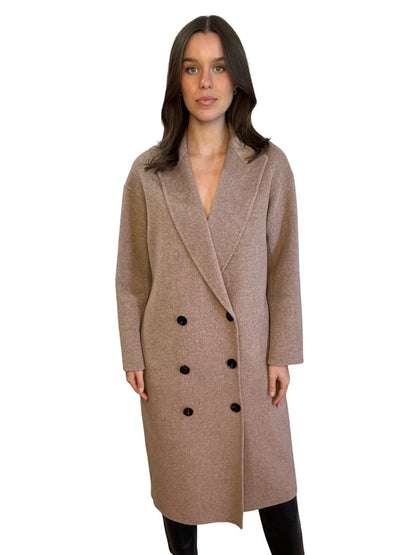 Husk Beige Wool Coat. Size: S