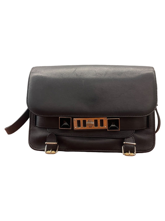 Proenza Schouler Black Calfskin Leather Classic Shoulder Bag. Size: