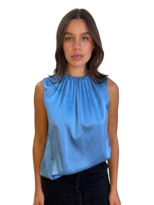 Scanlan Theodore Blue Silk Sleeveless Blouse. Size: 10