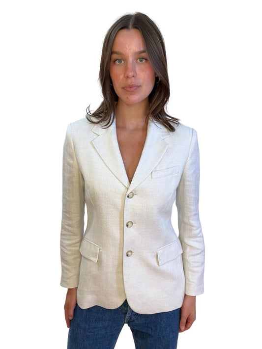 Polo Ralph Lauren Cream Herringbone Blazer. Size: 4