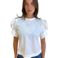 Bassike White Puff Sleeve Top. Size: 1