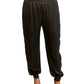 Saint Laurent Black Shine Textured Pants. Size: 36