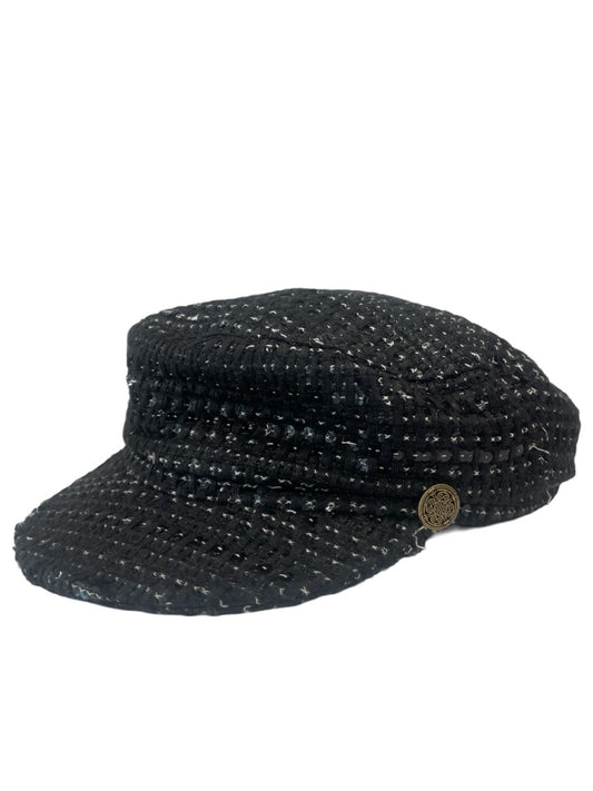 Chanel Black Tweed Sequin Hat. Size: 57