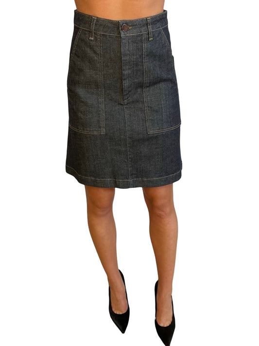 Scanlan Theodore Dark Denim Short Denim Pocket Skirt. Size: 28