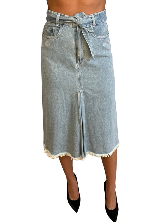 Zimmermann Blue Denim MidiSkirt. Size: 0