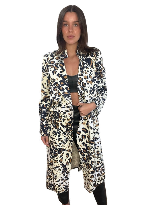 Carla Zampatti Off White 'La Dolce Vita' Leopard Trench. Size: 12