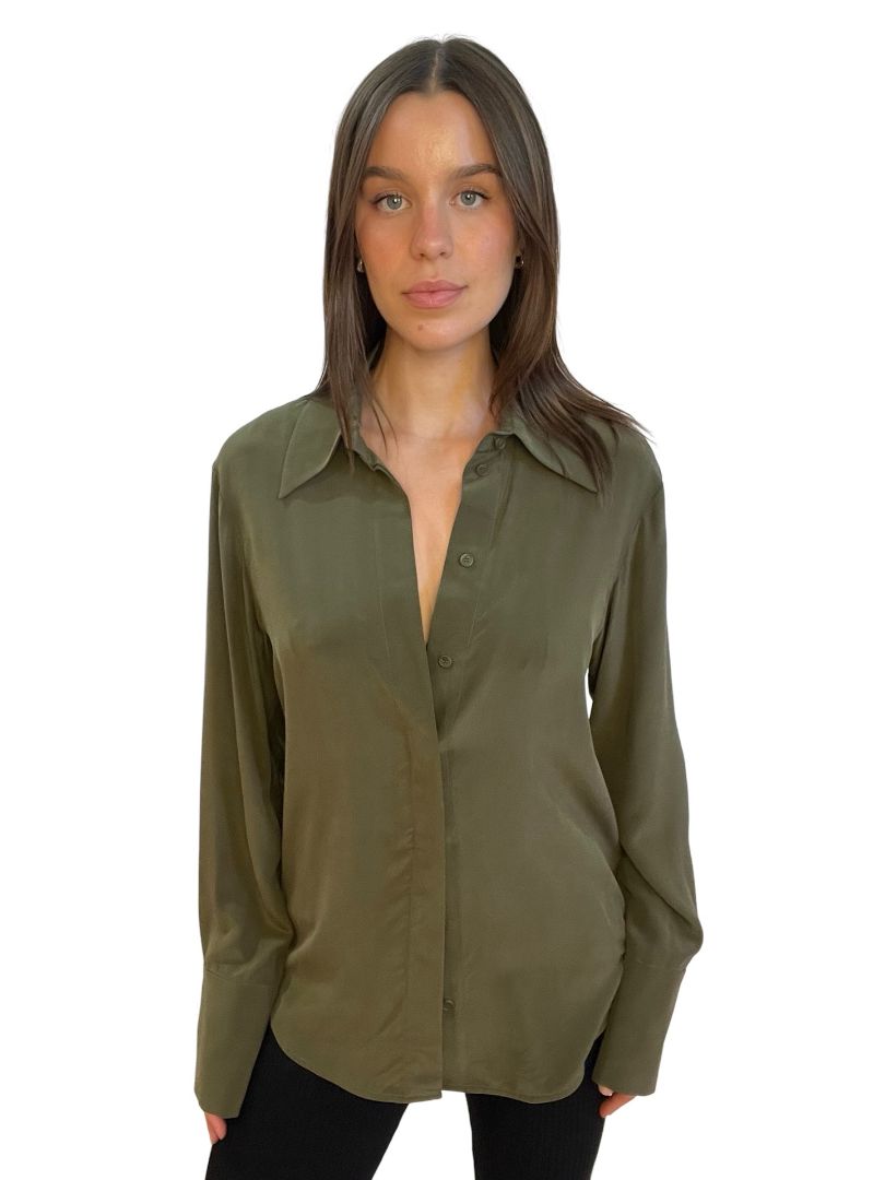 Camilla & Marc Khaki Olivier Button Down Blouse. Size: 6