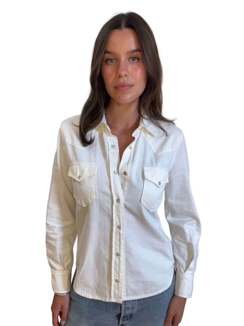 Scanlan Theodore Cream Pocketed Shirt. Size: 6