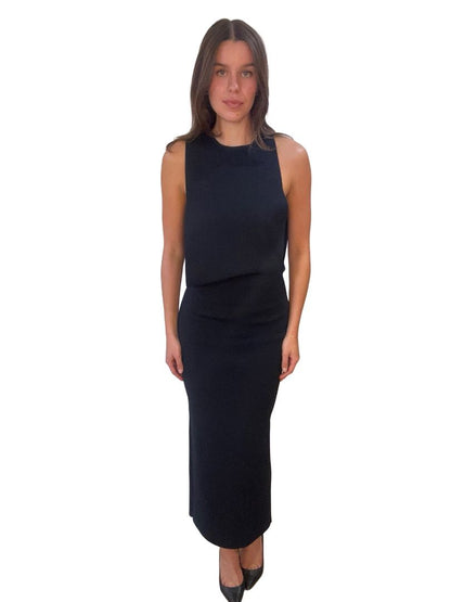 Scanlan Theodore Navy Crepe Knit Long Dress W Band. Size: M