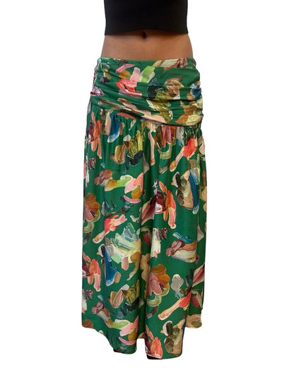Alemais Green Arlo Paint Print Skirt. Size: 12