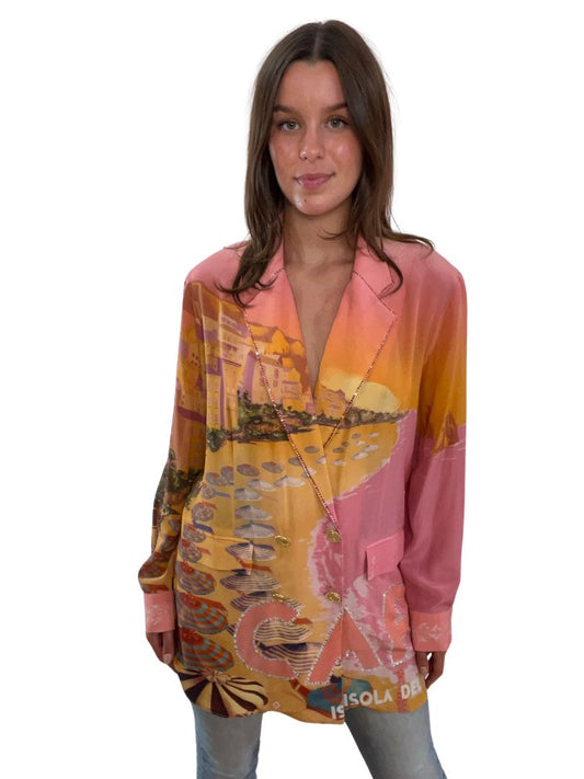 Camilla Pink/Orange Capri Double Breast Soft Jacket. Size: S