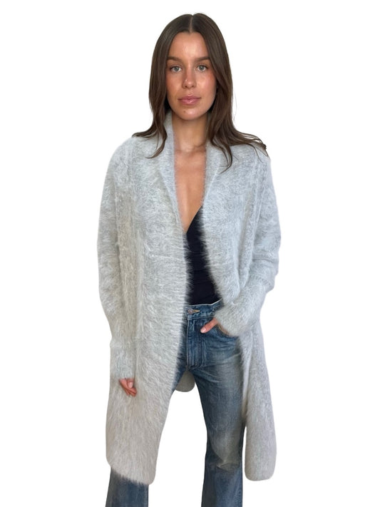Antalya Grey Mohair Long Cardigan. Size: OS