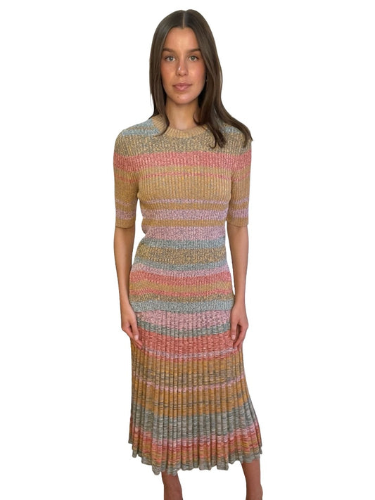 Zimmermann Multicoloured Ribbed Top & Skirt Set. Size: 0-2