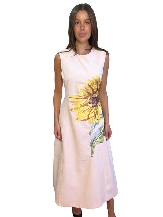 Leo Lin Baby Pink Sleeveless 'Cleo' Midi Dress. Size: 10