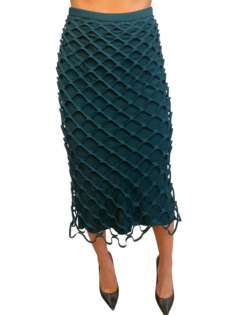 Dion Lee Dark Blue Fish Net Skirt. Size: S