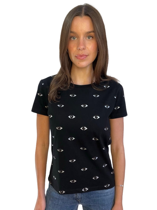 Kenzo Black Embroidered Eye Print T-Shirt. Size: S