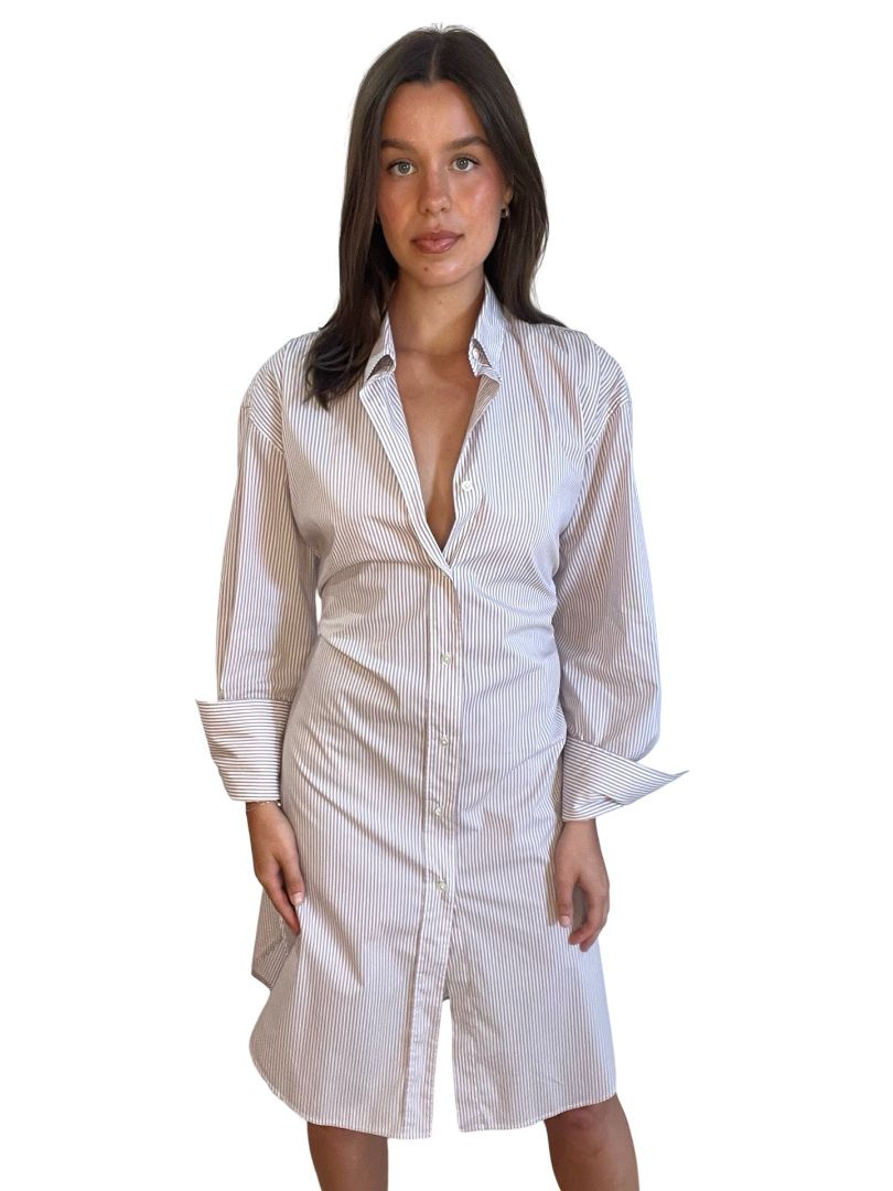 Scanlan Theodore Pink Pinstripe Shirt Dress. Size: 10