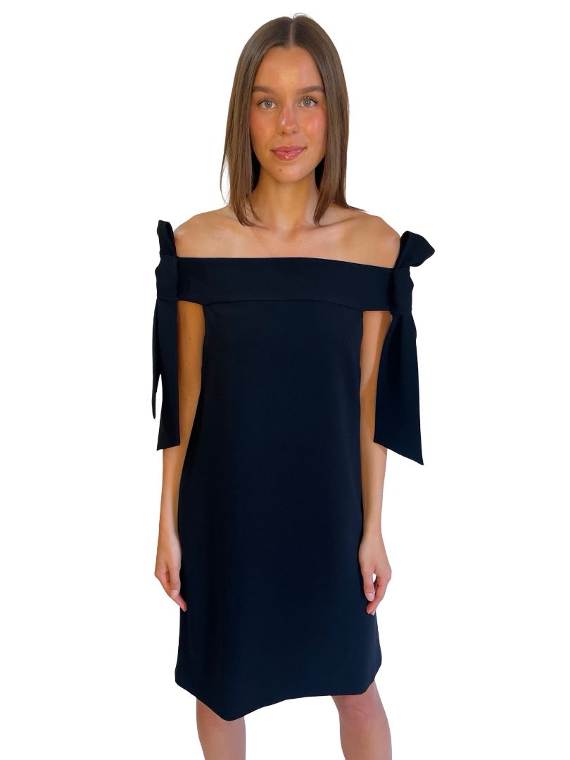 Tibi Black Shoulder Tie Dress. Size: 6