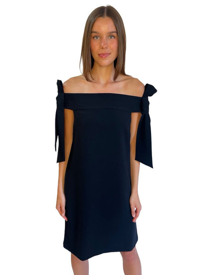 Tibi Black Shoulder Tie Dress. Size: 6