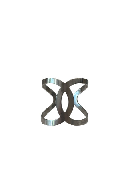 Chanel Silver CC Curve Cuff Bracelet. Size: OS