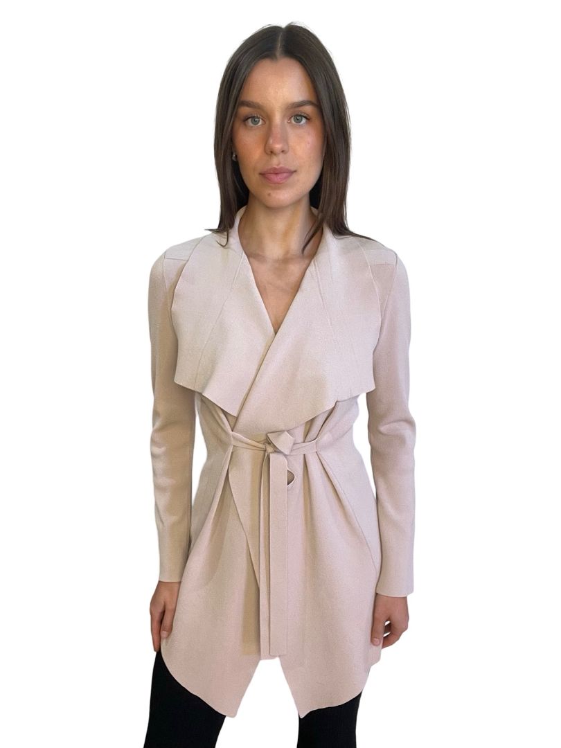 Scanlan Theodore Pink Crepe Knit Wrap Cardigan. Size: L