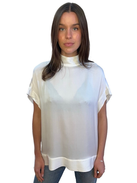 By Malene Birger White High Neck Blouse. Size: L-XL