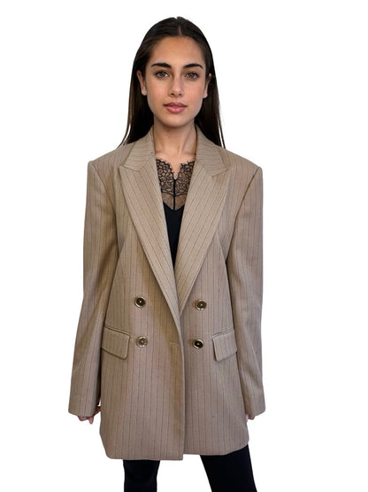 Rebecca Vallance Brown Pinstripe Double Breasted Blazer. Size: 38