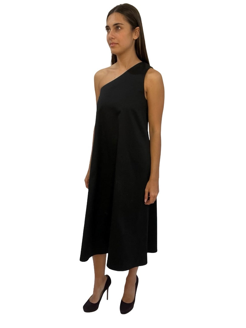 Jac+Jack Black Asymmetrical Shoulder Dress. Size: 6