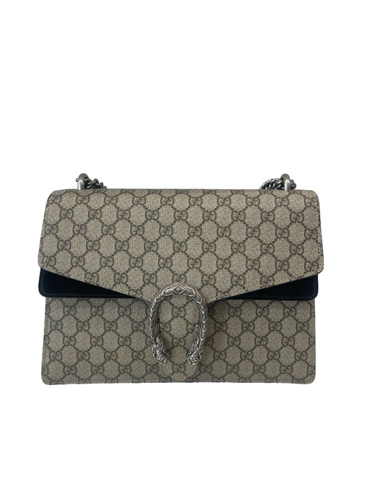 Gucci Black Supreme Monogram Dionysus Bag. Size: Medium