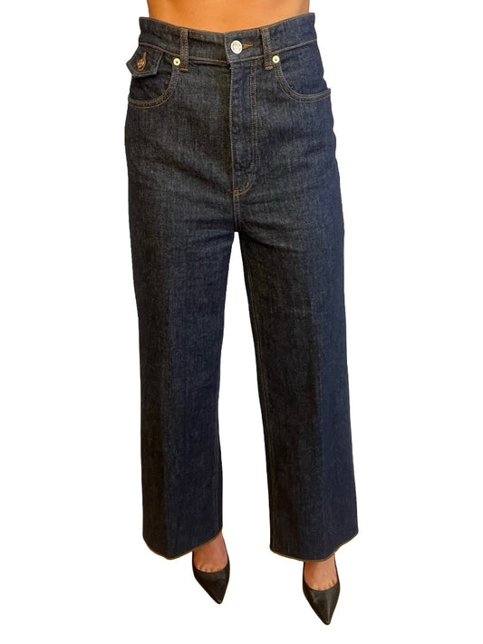 Scanlan Theodore Dark Blue High Rise Wide Leg Jeans. Size: 25