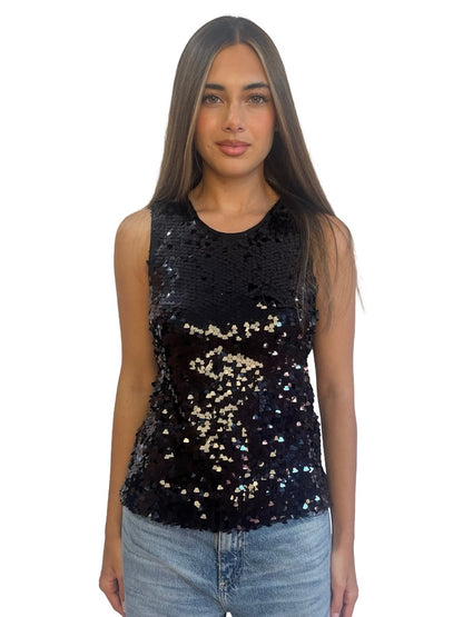 Scanlan Theodore Black Triangle Sequin Sleeveless Top. Size: 8