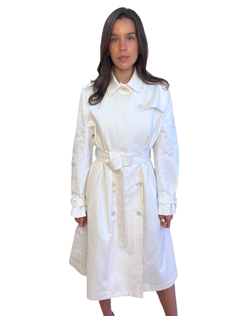 Scanlan Theodore White Cotton Trench Coat. Size: 12
