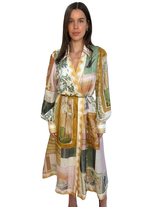 Antipodean Multi-Colour Wabi Sabi Wrap Dress. Size: 12