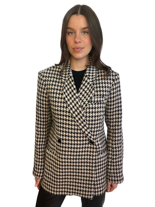 Anine Bing Black/Nude 'KAIA' Houndstooth Blazer. Size: S