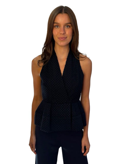 Scanlan Theodore Navy Textured Peplum Vest. Size: 10