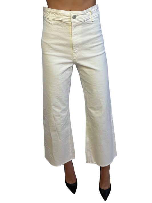 White Story White High Waisted Raw Hem Jeans. Size: 8