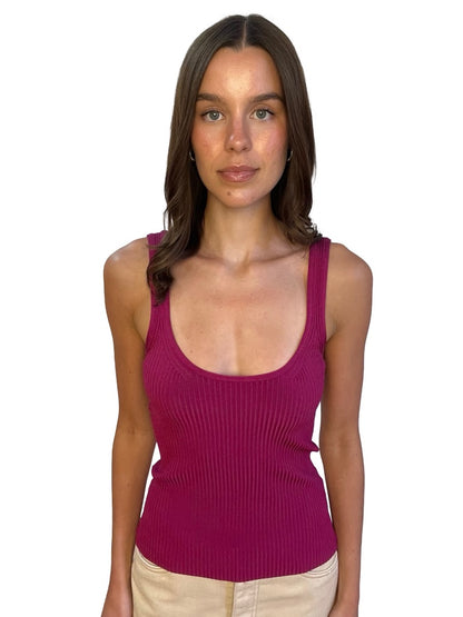 Zimmermann Maroon Ribbed Tank Top. Size: 1