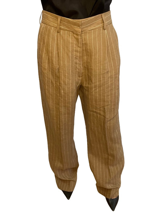 Blaze Milano Olive Linen Pinstripe Pants. Size: 3