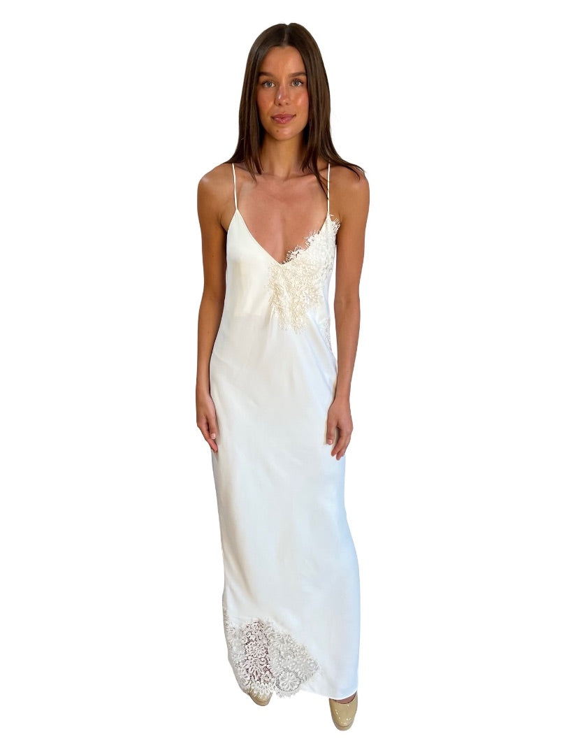 Róhe Cream Lace Camisole Dress. Size: 40