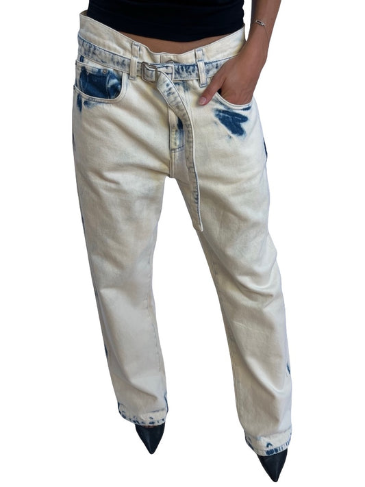 Proenza Schouler Blue Acid Wash Jeans w/ Belt. Size: 28