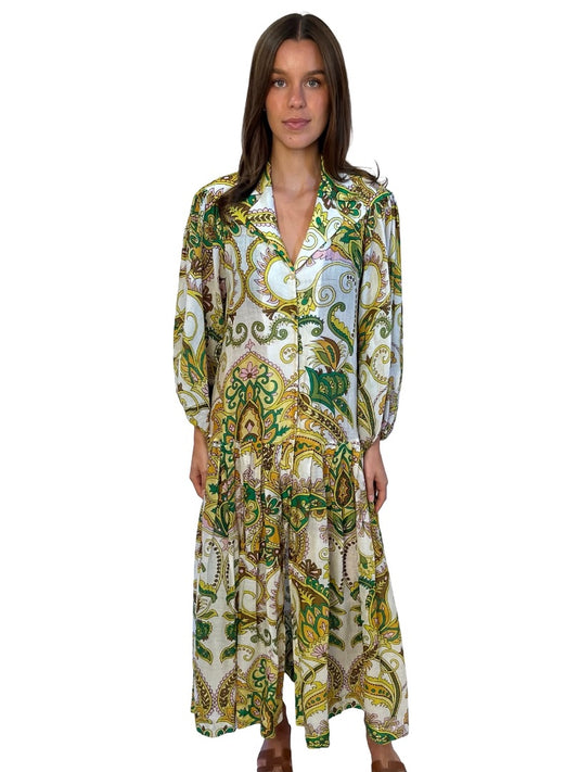 Alemais Neutral / Multi-Colour Octavia Shirt Dress. Size: 8