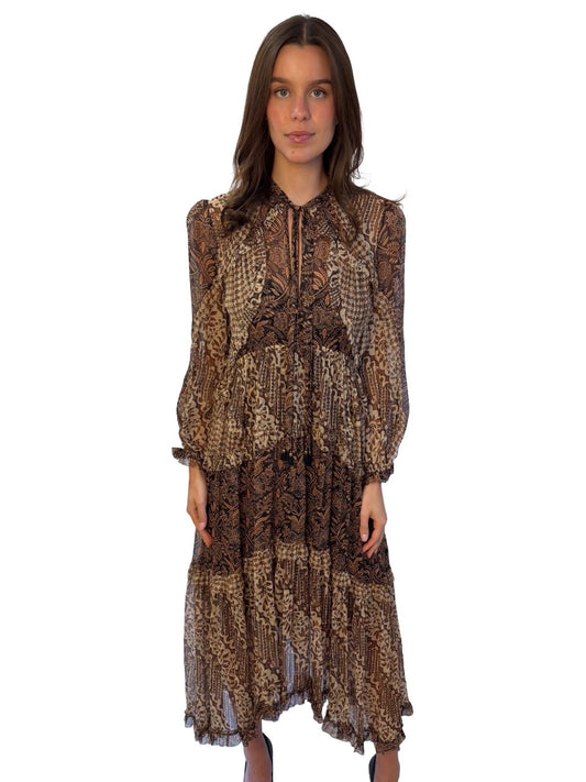 Zimmermann Brown Paisley Maxi Dress W Slip. Size: 2
