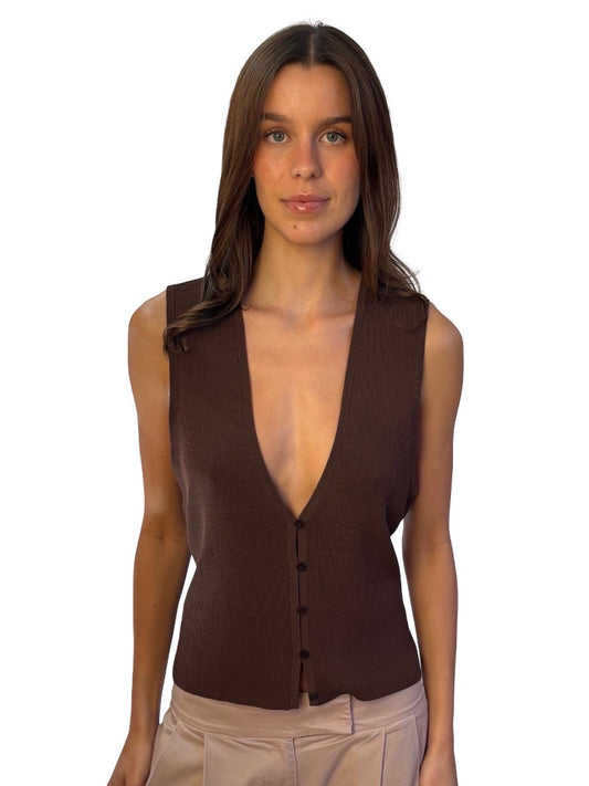 Matteau Brown Low Cut Vest. Size: 4