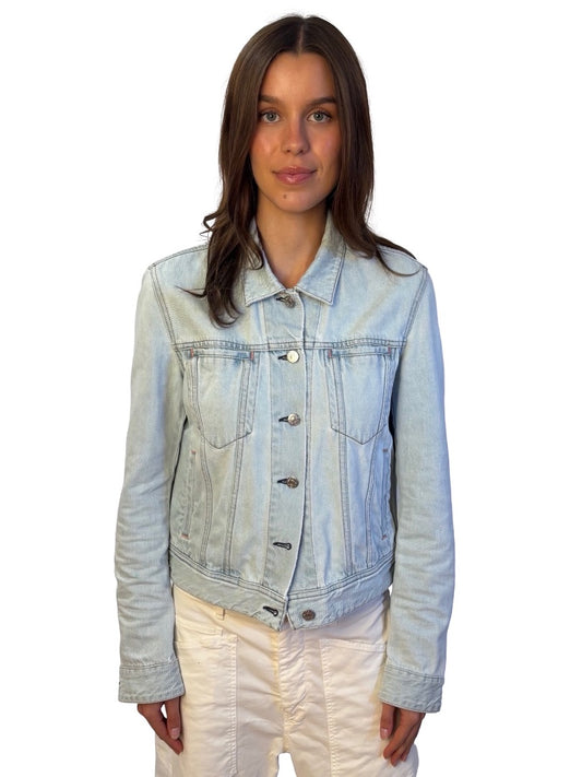 Acne Studios Blå Konst Blue Cropped Cotton Denim Jacket. Size: 40