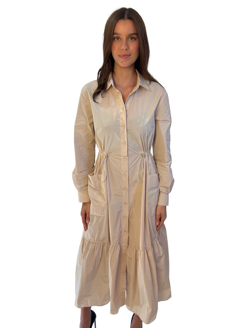 Weekend MaxMara Cream Drawcord Maxi Dress. Size: 8-10