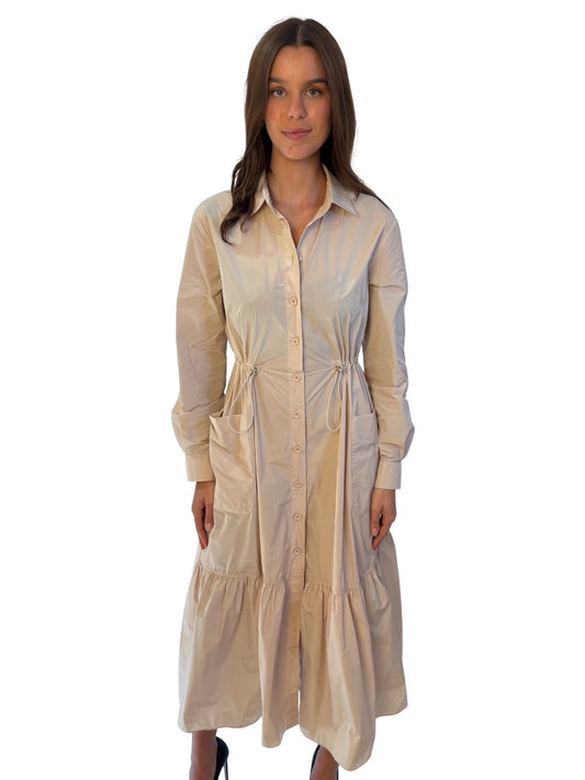 Weekend MaxMara Cream Drawcord Maxi Dress. Size: 8-10