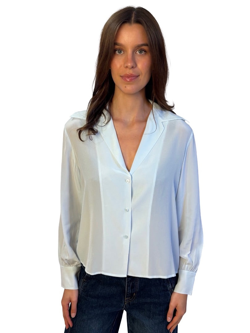 Scanlan Theodore Blue Silk Sheer Shirt. Size: 10